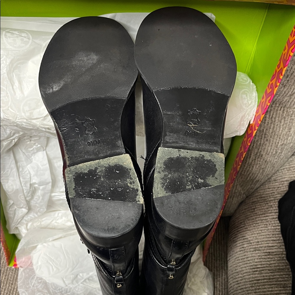 Tory Burch Black Leather Tall Boots - Picture 3 of 7